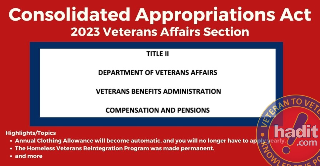 HR 2617 Consolidated Appropriations Act 2023 VBA Compensation and Pensions
